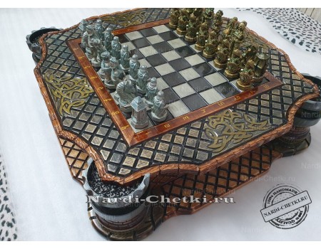 Купить резные премиальные шахматы "Армагеддон" из кедра